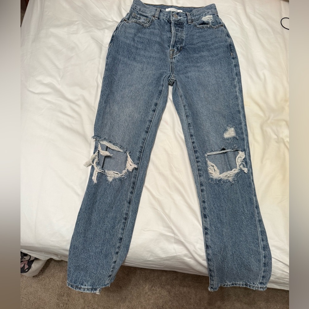 PacSun Classic Blue Distressed High Rise Straight Leg Jeans